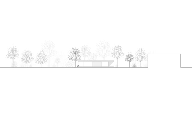 Gartenhaus unter Bäumen